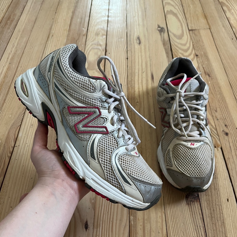 New Balance 470 Womens 10 Silver White Pink Y2K Mesh Athletic Running Shoes - Picture 1 of 11
